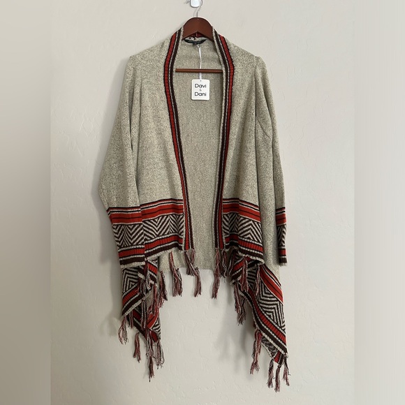 NWT Davi & Dani Open Front Fringe Cardigan Sweater Size 1X Plus - Picture 1 of 8